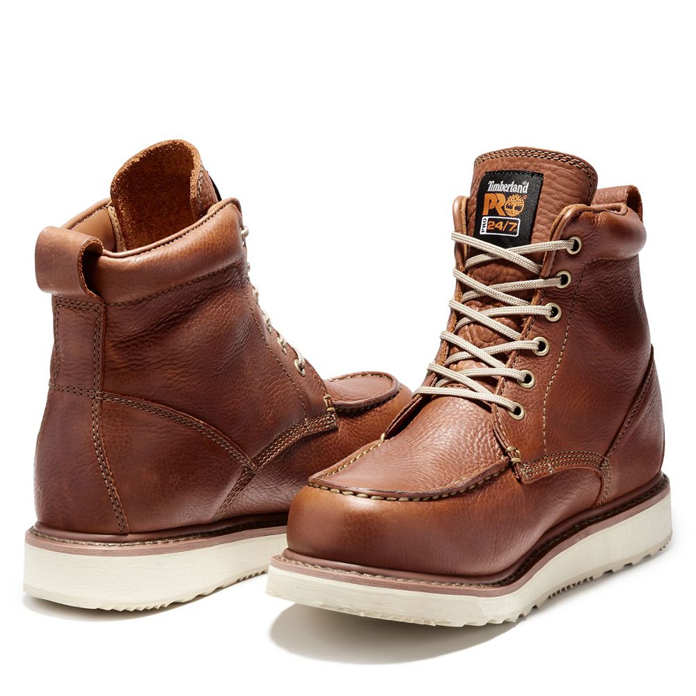Botas Pro Timberland Hombre Pro 6\" Soft Toe Wedge Marrones - Chile HQC-459172
